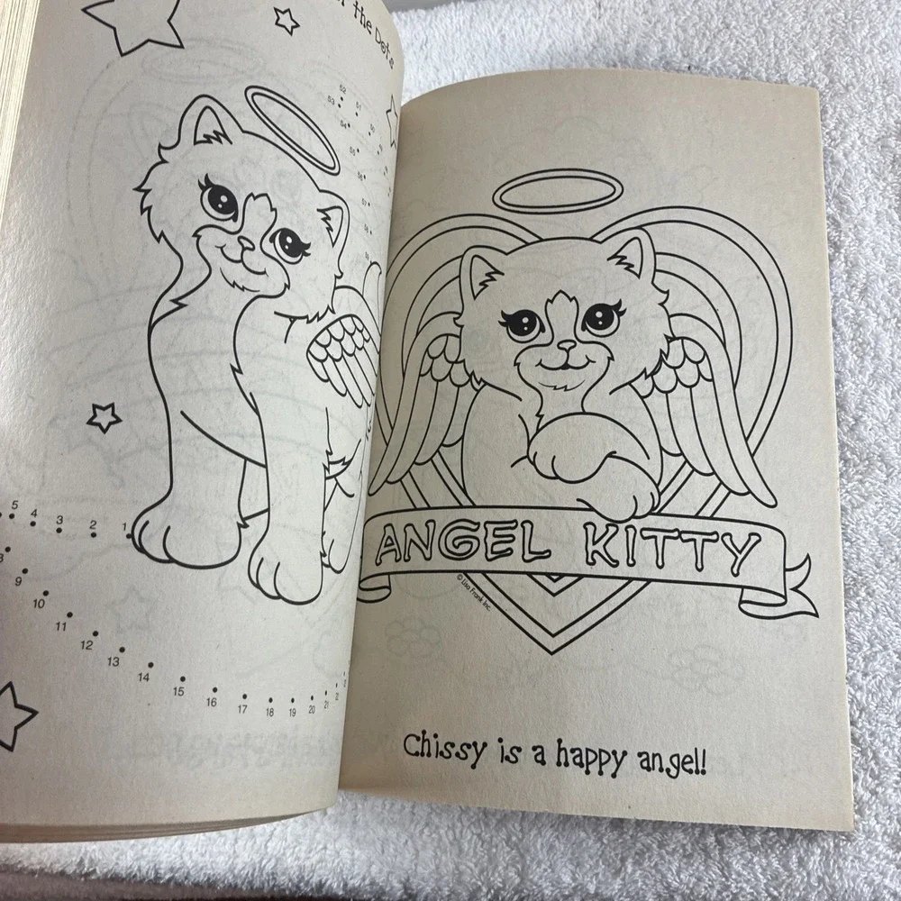 Vintage Lisa Frank Chrissy the Angel Kitty Coloring Book Bright Colorful